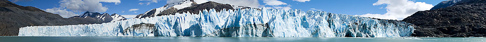 Panorama, stiched photography, of O'Higgins glacier, Chile - Banner