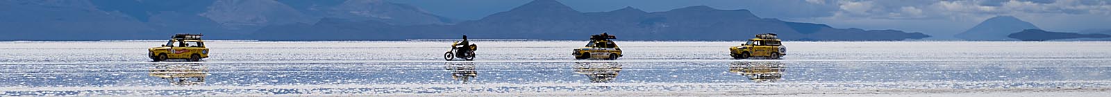 The Czech Trabi challenge on wet Uyuni Salare- Banner