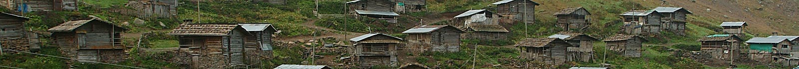 Turkey, banner village Kocabey plateau Savsat district. Banner