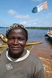 Diane, African, Ivorian woman from Fresco, trading in fish, Cote d'Ivoire, Ivory Coast.