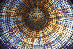 Yamoussoukro, Basilica of our lady peace, teinted glass cupola detail, dove