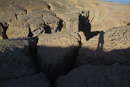 Ditches carved in Limestone rock, forming Canyons, behind valley of kings. Egypt.