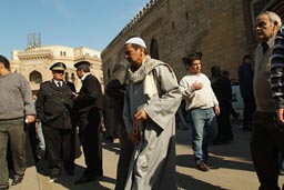 Muslims leave Al Azhar mosque after Friday prayer, Cairo.