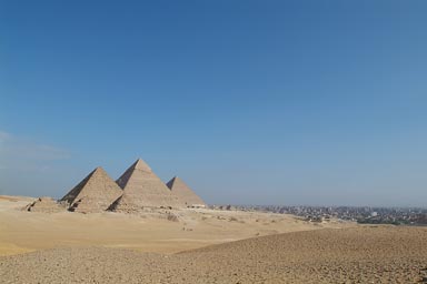 Giza Pyramids, Cairo to the left.