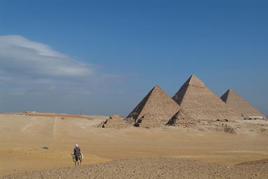 Desert donkey rider Pyramids, Egypt.