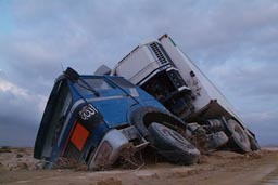 Submerged truck, Flash floods Egypt.