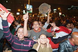 Egyptian football fans in Cairo, street celebrations, CAN 2010.