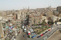 View from Ibn Tulun to Sultan Hassan and Citadel in Cairo.