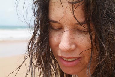 beach face of brunette lady  Ghana Dix Cove