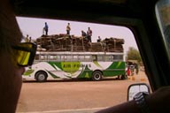 Border Mali/Niger, hides loaded on top of bus.