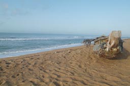 Fishing boat Benin, Africa. Sand and Ocean.