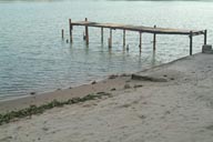 Oasis Hotel view on lagoon, pier, Aneho, Togo.