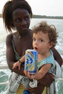 Bubaque, Nelsa, Nanny and Daniel on board, Arquipelago dos Bijagos. Islands. Guinea Bissau.