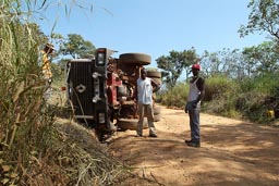 Bad roads in Guinea, Shell Tanker turned over, Kankan Kerouane.