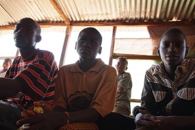 Kids in a cafe, Siguiri, Guinea.