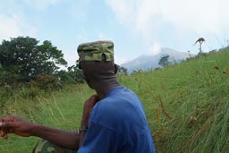 Mount Nimba, Guinea Forestiere, Jacques looking towards summit, far away.
