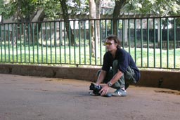 Fuji S3 Pro DSLR Camera with Nikon AFS-Nikkor 17-35 mm f/2.8 ED-IF mounted and Photographer Manfred Schweda in Conakry, Guinea