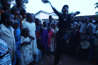 Griot in Kouroukoro village, evening in  Guinea