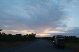 Evening falls, Land Rover and road, still in Mali