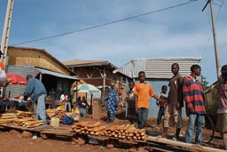 Mali Guinea, Baguette is sold on the market.