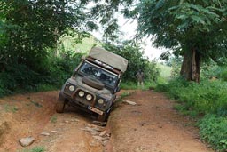 North of Guinea, Mali to Touba to Koundara, bad roads, Land Rover, deep trenches.