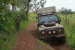 North of Guinea, Mali to Touba to Koundara, bad roads, Land Rover, deep trenches.