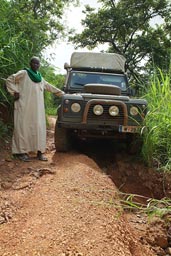 North of Guinea, Mali to Touba to Koundara, bad roads, Land Rover and the man whose chicken escaped before he recaptured it in the fields.