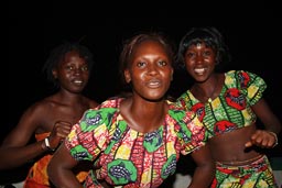 Dancers getting dressed, Ballet Sanke, Conakry Guinea, Guinee, island of Kassa performance.