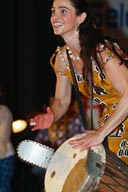 Mamady Keita wife, or Mamadie, djembefola, or djembefolla, djembe percussion ballet made in Guinea. His groups name is Sewakan, Djembe d'or Festival, Conakry Guinea, Guinee.