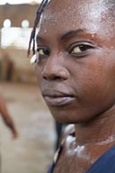 Cloe Aminata Soumah, sweaty after workout, African danseuse Ballet Sanke, Conakry.