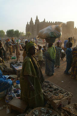 Djenne market, Woman selling fish.