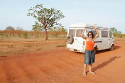 Mali, MB207 and Hasna on dirt road.