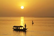 Sunset and pirogues, Segou, Mali