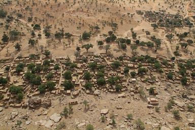 Village of Ende as seen from top of Dogon Escarpement