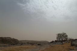 On top of Dogon cliffs, Harmattan haze.