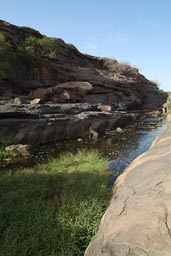 Water remains in collection reservoirs on top of Dogon Escarpement for many month into the dry season.