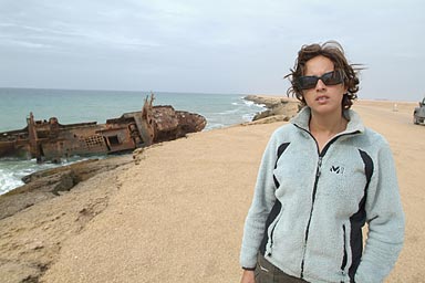 Hasna and ship wreck, coast of Dkhla peninsula