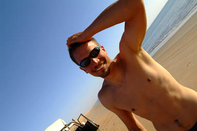 Cristian on the beach.