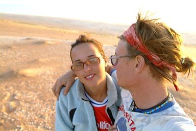 ms and Hasna on a dune full of shells