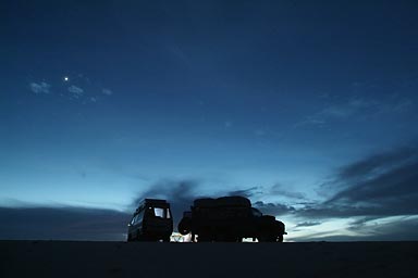 2 vans at night