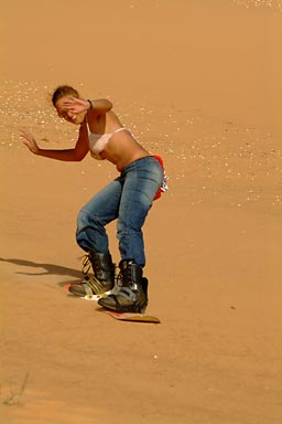 First try on snowboard in the dunes