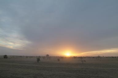 Evening, sunset, no sand storms.