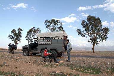 Pausing from driving, Siesta at roadisde