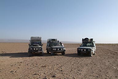 Land Rovers in the desert