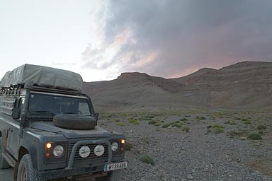 Night falls, just before entering Agoudal