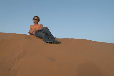 Hasna on the dune, morning Merzouga