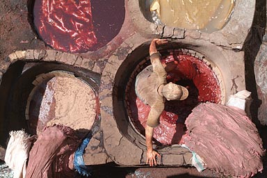 Tannery, dye worker from top