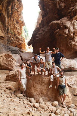 At the Pont naturel, from left to right: Brise, Chris, Mustapha, Hasna, Mohamed, Fouad, Manfred, Ben.