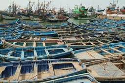 Essaouira, blue boats, fish cutter.