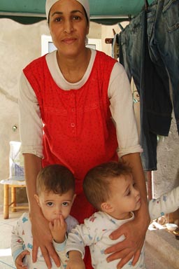 Twins with Moroccan nanny Fatima.